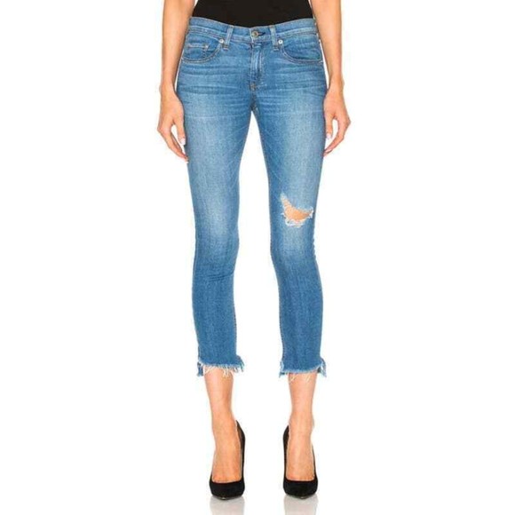 Rag & Bone Capri Jeans Sunset Women 25 Distressed Fray Raw Step Hem W1526K131 - Picture 1 of 15
